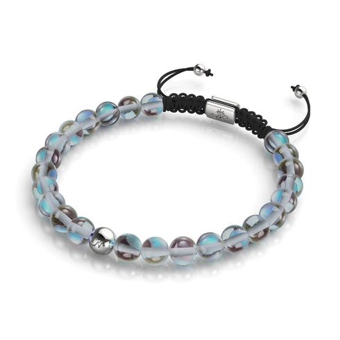 Milchstraße | Silber | Galaxie Glas Makramee Perlen Armband